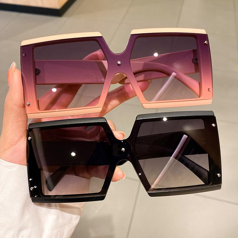 Square Oversized One-pieces Sunglasses Men Women Trendy Gradient Goggle Eyewear Fashion Luxury Brand Design Sun Glasses