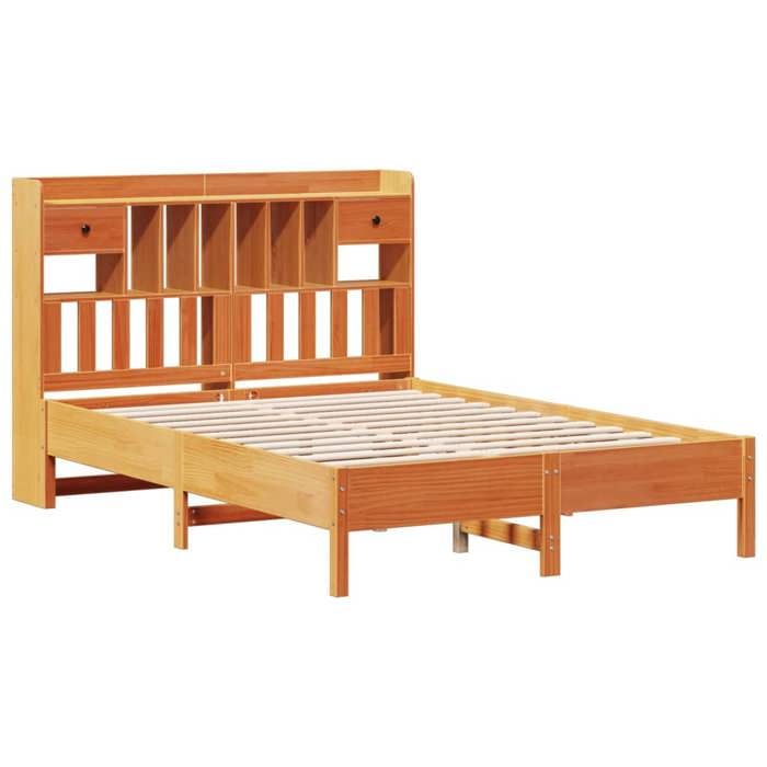 VidaXL Lit bibliothèque sans matelas cire marron 160x200 cm pin massif 3322905