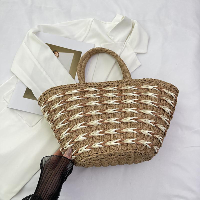 Summer popular portable large-capacity straw bag casual vacation style vegetable basket bag versatile woven armpit bag