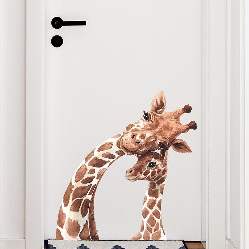 Cartoon Giraffe Family Wall Sticker Nakleyka for Kids Bedroom Nursery Bedroom Detskaya Entrance Hall Decor Decoration