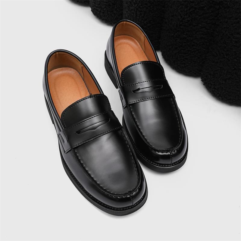 Outdoor Men's Classic Black Leather Loafers Comfortable Soft-Soled Business Office Shoe Fashionable Non-Slip Wedding Dress Shoes