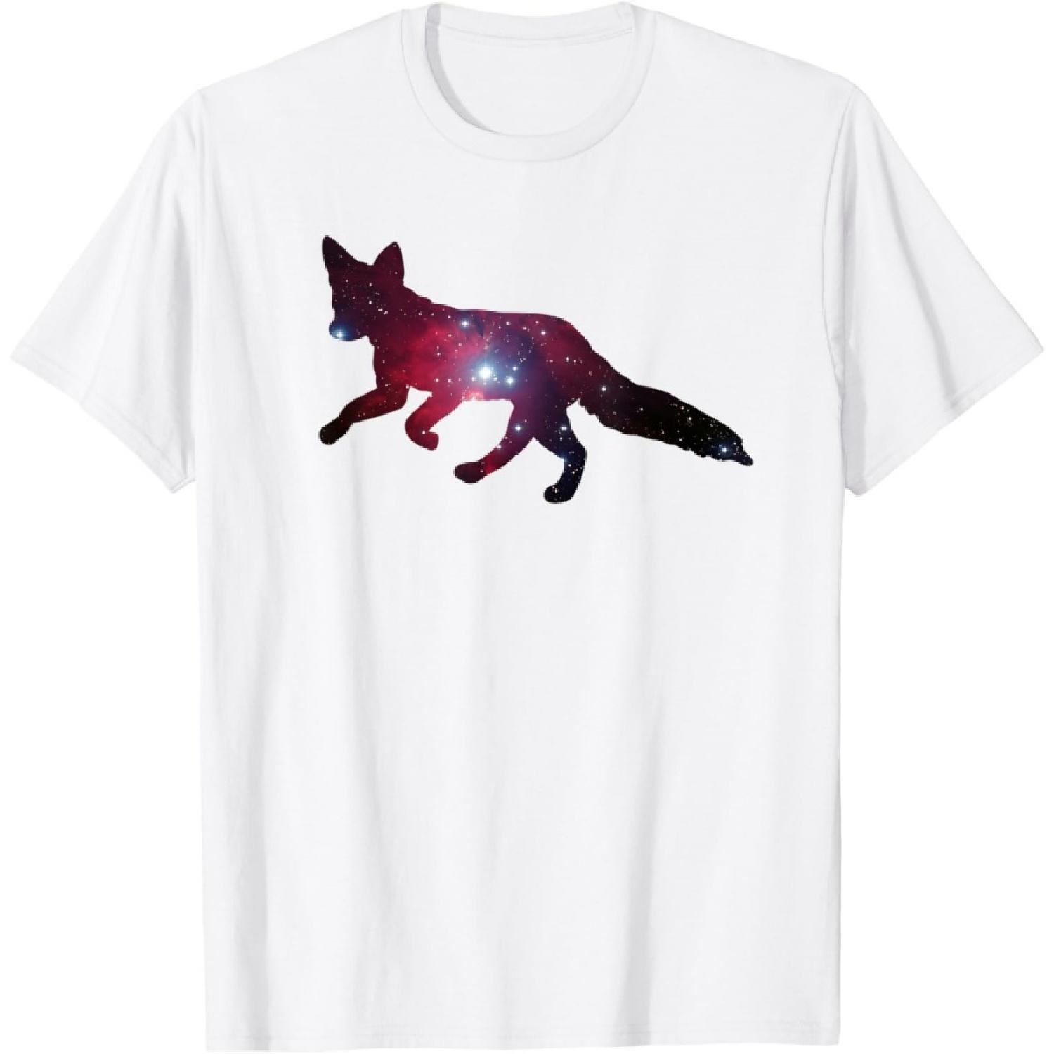 Red Space Fox In Outer Galaxy Ready For Star Gazing Graphic T-Shirt S