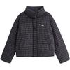 Yinman 2025 Winter Women's Retro Plaid Stand-Collar Short Down Puffer Jacket