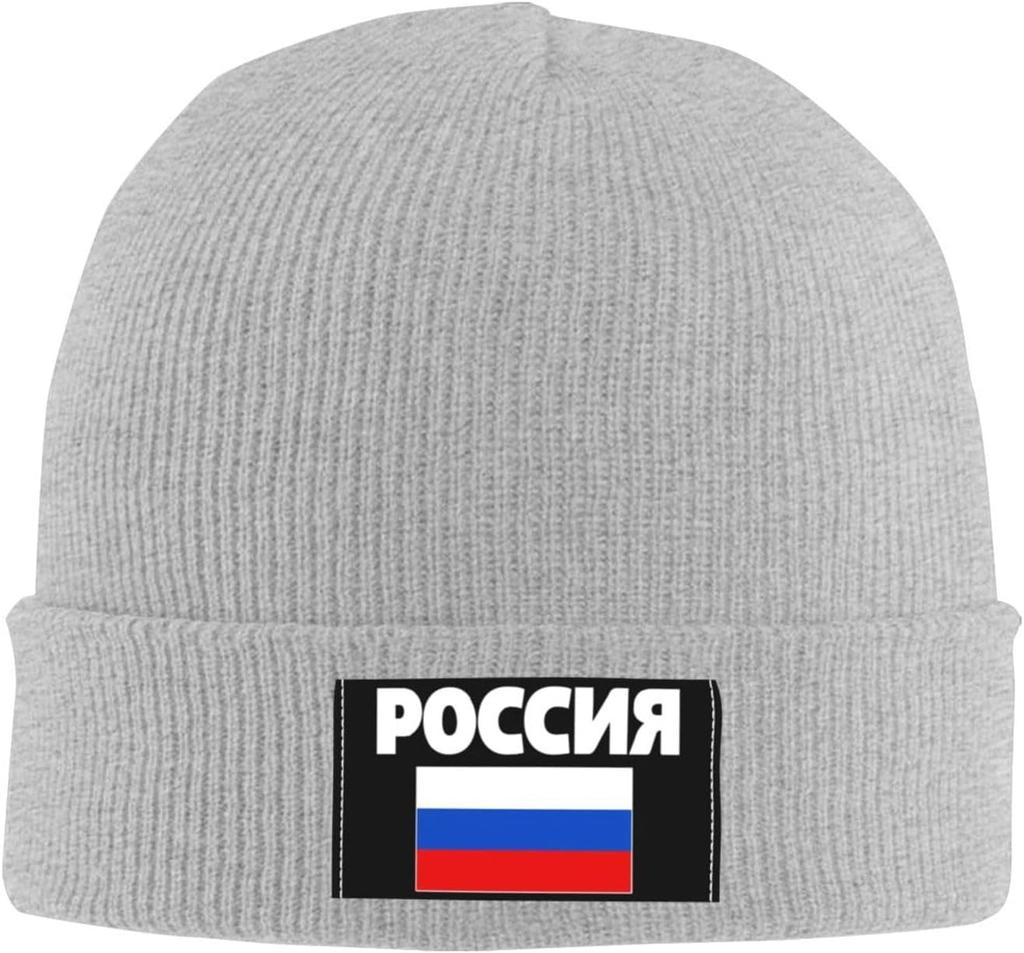Russia Flag Russian Flags Beanie Hat Unisex Winter Knit Cap Women Slouchy Skull Cap Sleep Caps Hedging Hat Black