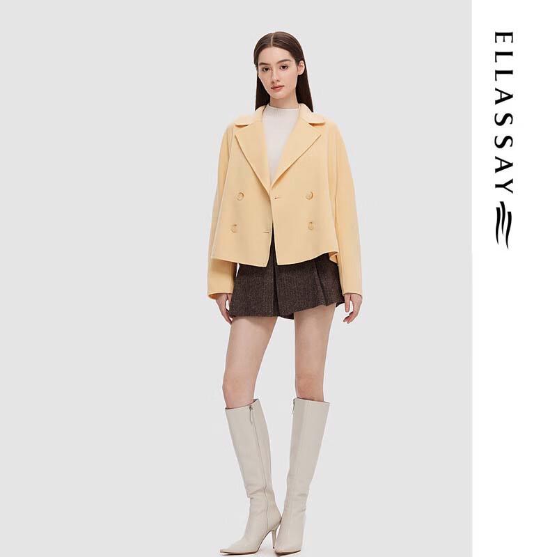 ELLASSAY Women's Wool Cashmere Suit Collar Coat