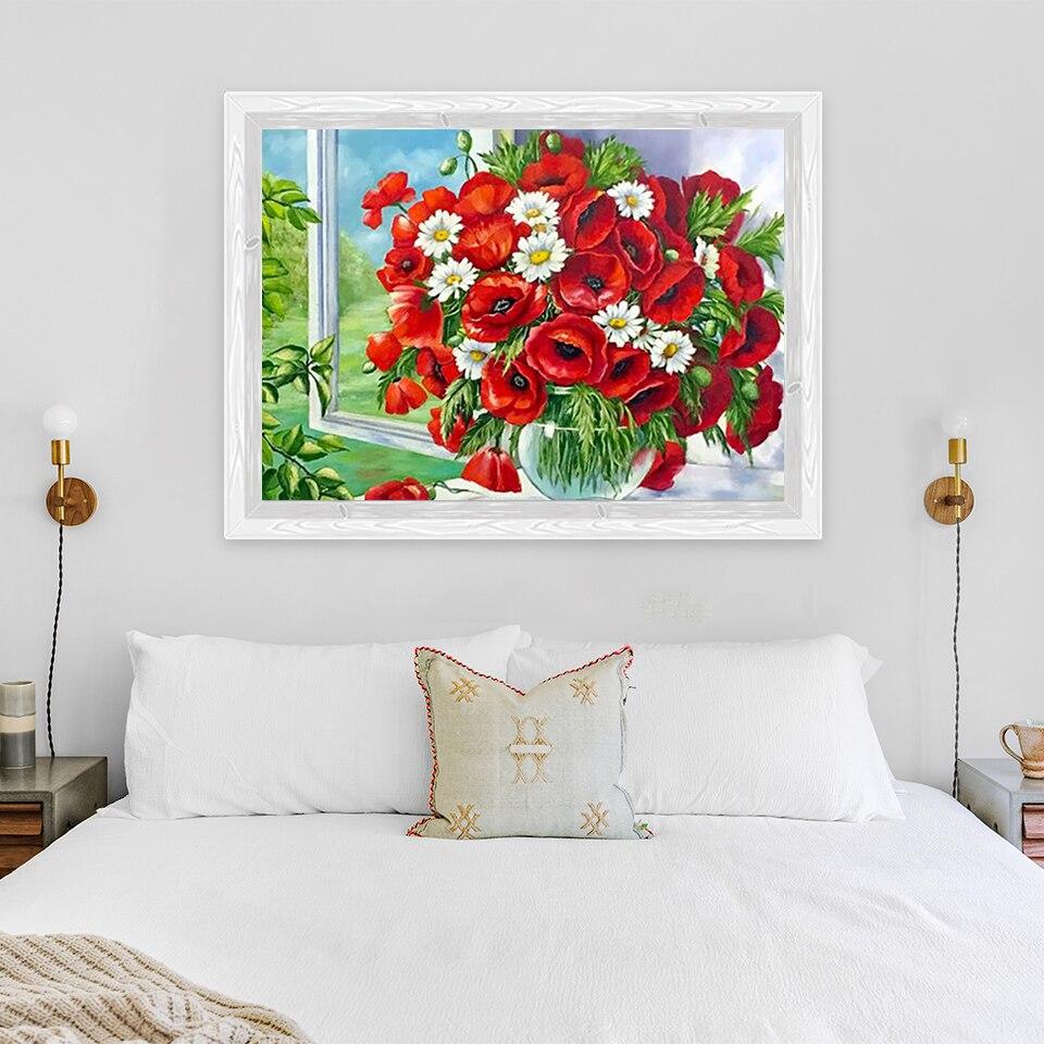 New 5D DIY Diamond Painting Flower Diamond Embroidery Scenery  Rhinestones Crafts Full Round Drill Home Decor Art Gift