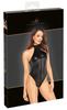 Noir - Sexy Matte Bodysuit with Collar and Silver Rhinestones S