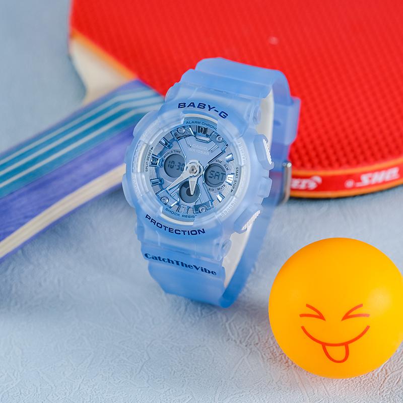 Casio Baby-G Transparent Blue Waterproof Shockproof Quartz Movement Resin Strap Watch Women watches BA-130CV-2APR