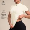 Maglietta da Yoga da Donna con Zip ad Asciugatura Rapida - Top Fitness a Manica Corta Slim Fit per Sport all'Aperto