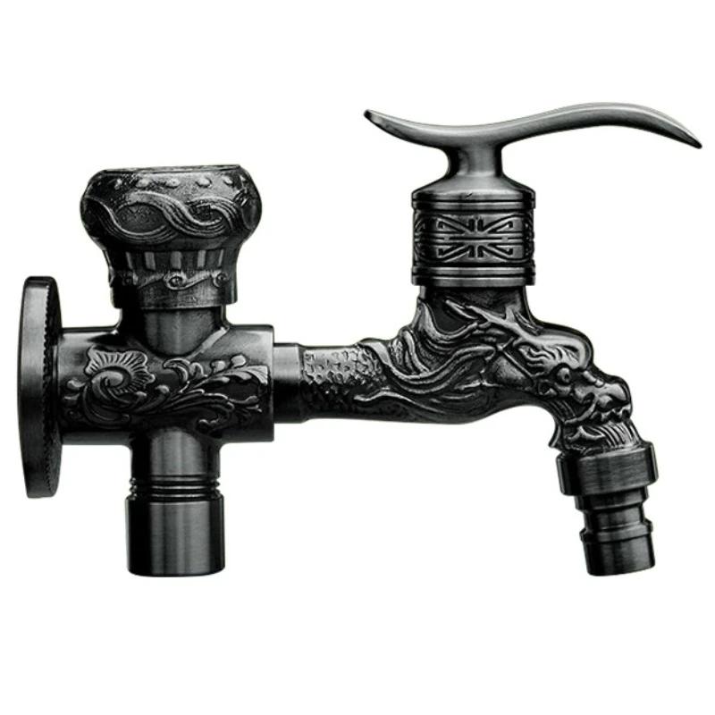Carved Wall Mount  Antique Bibcock Garden Wash Basin Faucet Decorative Outdoor Garden Mop Taps