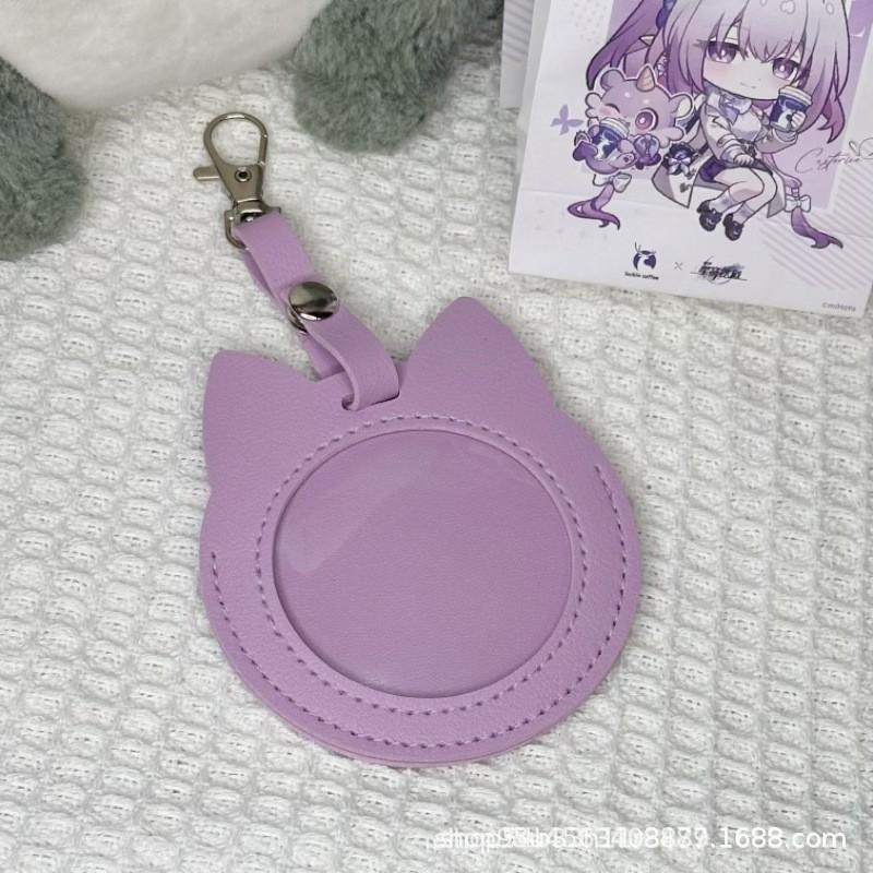 Anime Star-Shaped Badge Protector: PU Leather Pendant Keychain & Ita Bag for 2D Goods Storage