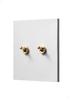 ZOLBONNE Toggle Switch Plate, Ceramic Flat, Brass Lever Switch [Made In Japan], 2-Gang2-Port