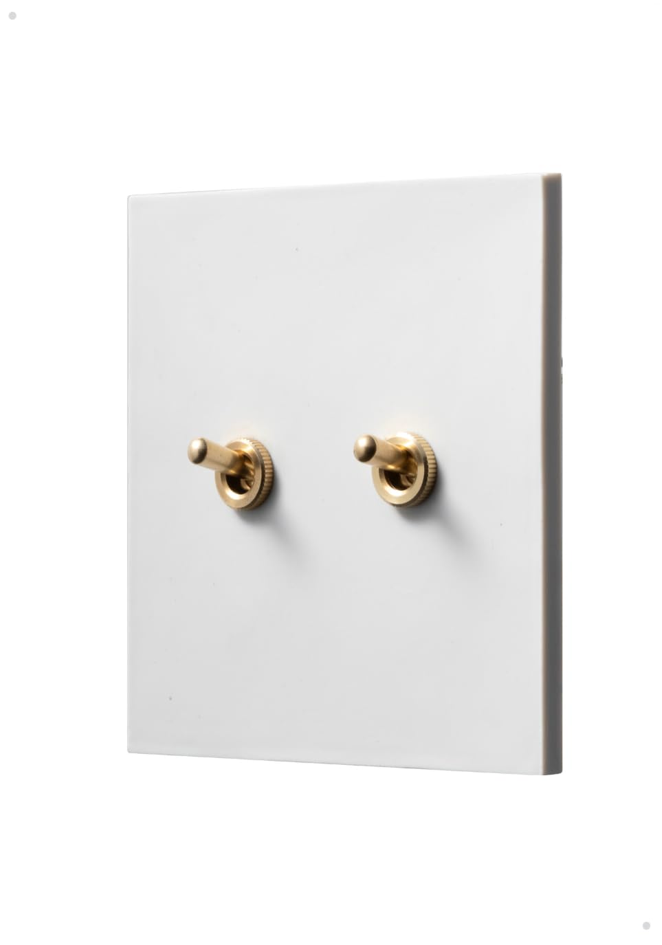 

ZOLBONNE Toggle Switch Plate, Ceramic Flat, Brass Lever Switch [Made in Japan], 2-Gang2-Port
