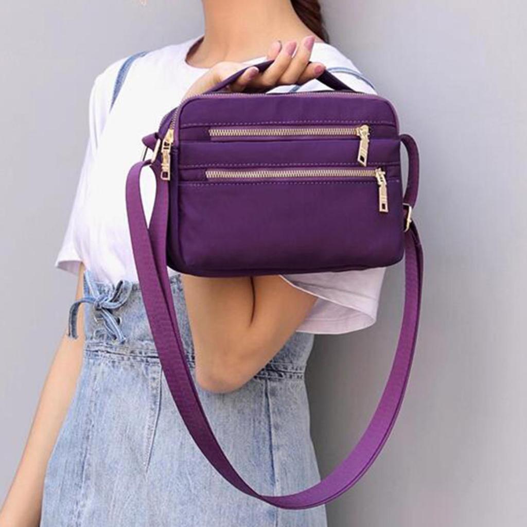 Women Waterproof Nylon Crossbody Shoulder Bags Casual Large Capacity Travel Clutch Bag Female Solid Color Multi-pocket Handbag