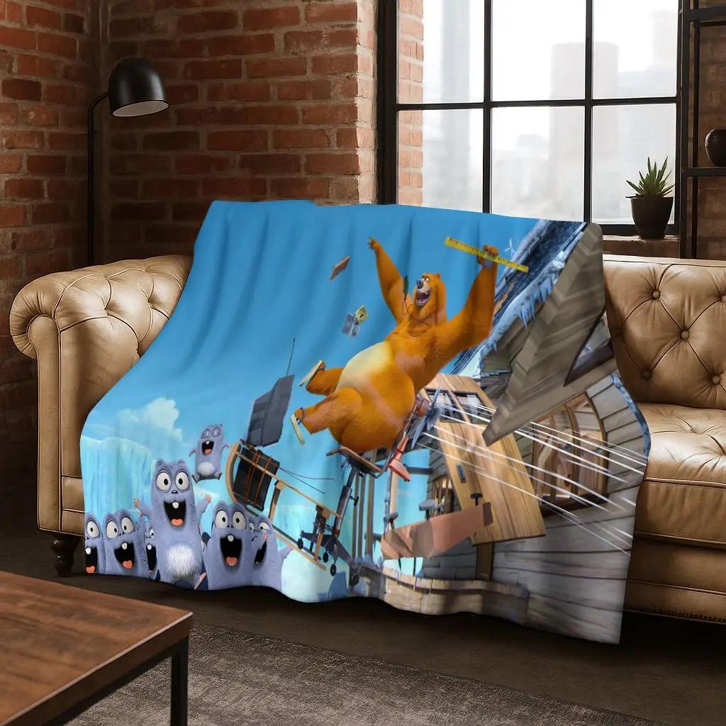 Lustige Grizzy und die Lemminge Cartoon Flanelldecke Weiche Warme Überwurfdecke für Bett Schlafzimmer Zimmer Wohnzimmer Reise Picknick Kind