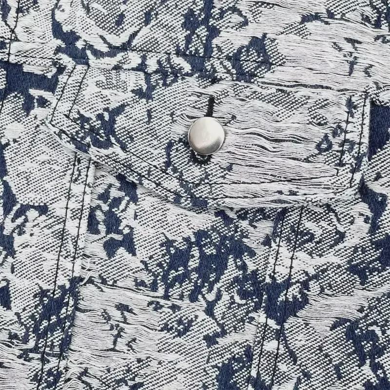 Unisexowa kurtka dżinsowa z haftem kwiatowym: Modny, luźny styl amerykański dla mężczyzn i kobiet