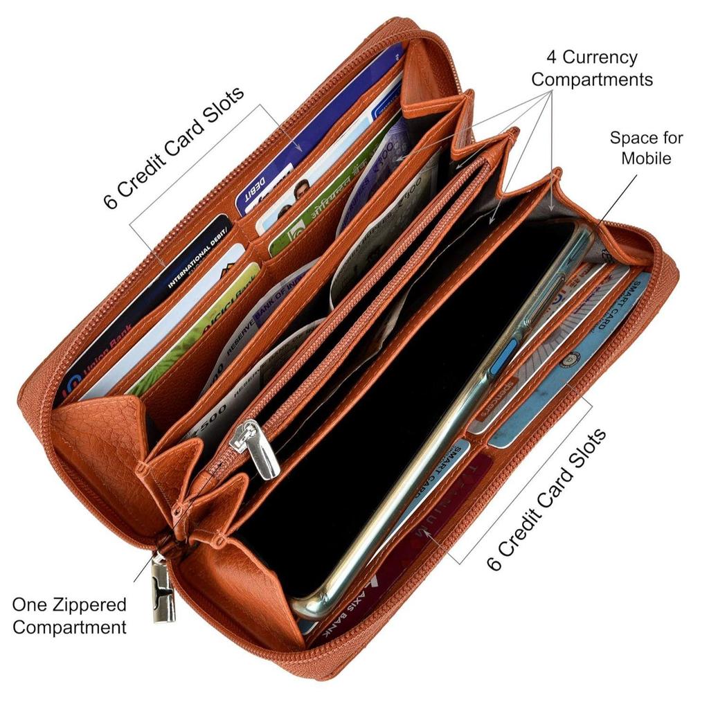 Prošívaná oranžová kožená peněženka/psaníčko/kabelka Grace pro ženy