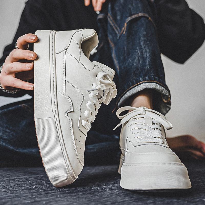 3179 Spring board shoes men's thick soles increase height sports and leisure little white shoes leather versatile trend dress commuter men's shoes