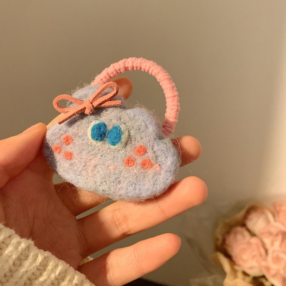 

Korean cute pink wool felt cat claw hair band tied hair autumn and winter versatile cartoon hair rope rubber band hair accessories