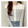 Navava Basic Stripe Long Sleeve Knit Cardigan Nk2005