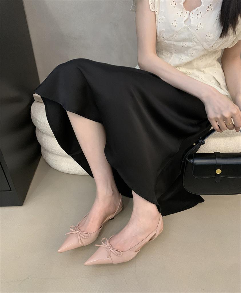 Fairy Wind Evening Wind Bag Head Sandals 2025 New French Temperament Gentle Bow Pointed Stiletto Shoes