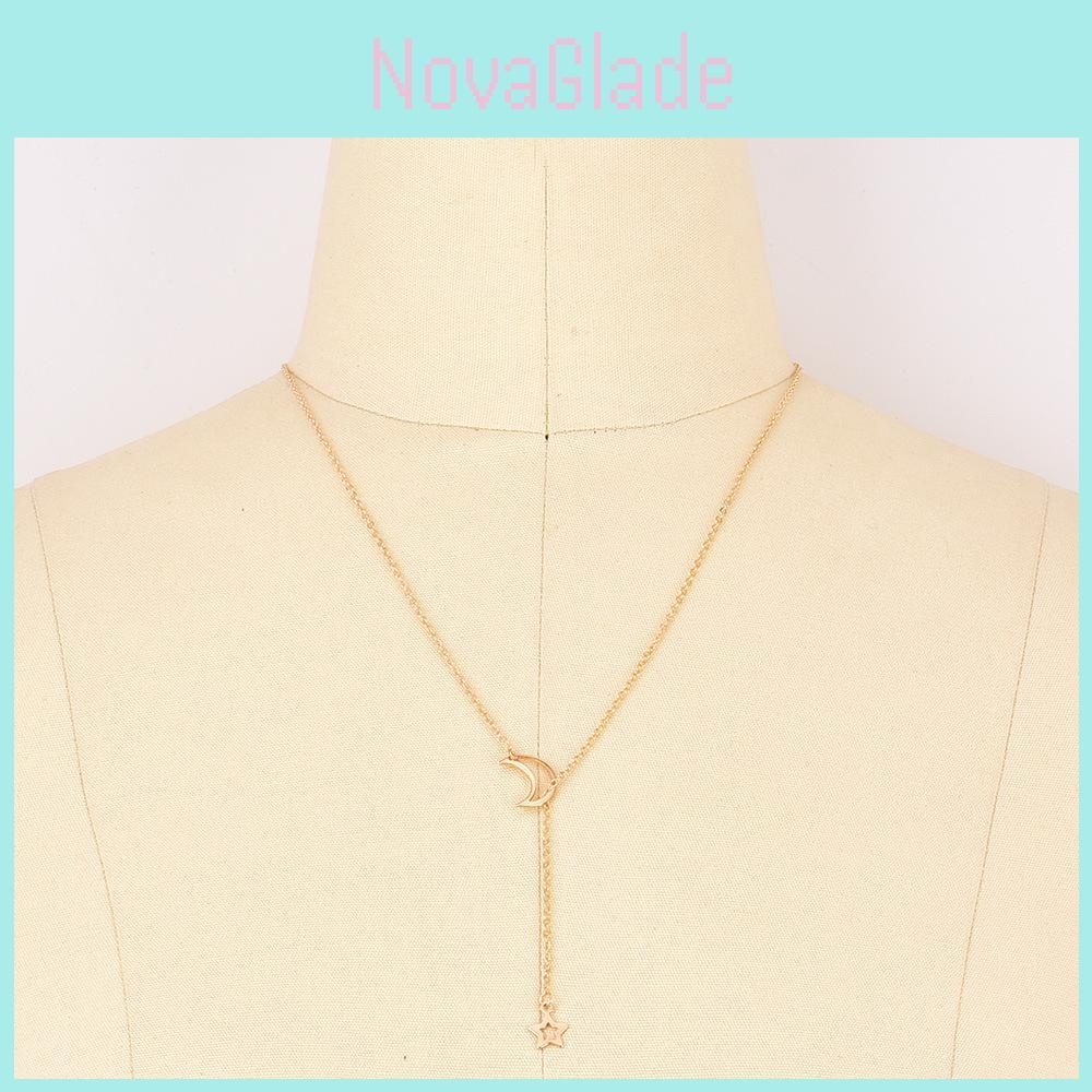 Fashionable And Simple Moon And Star Necklace For Women Wholesale Jewelry Accessories