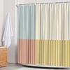 1pc Minimalist Vertical Stripe Shower Curtain - Modern Aesthetic with Blue, Yellow, and Brown Rectangles, 70.8x70.8 Inches