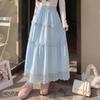 ZANZEA Women Elegant Lace Splice Loose Casual Long Skirt