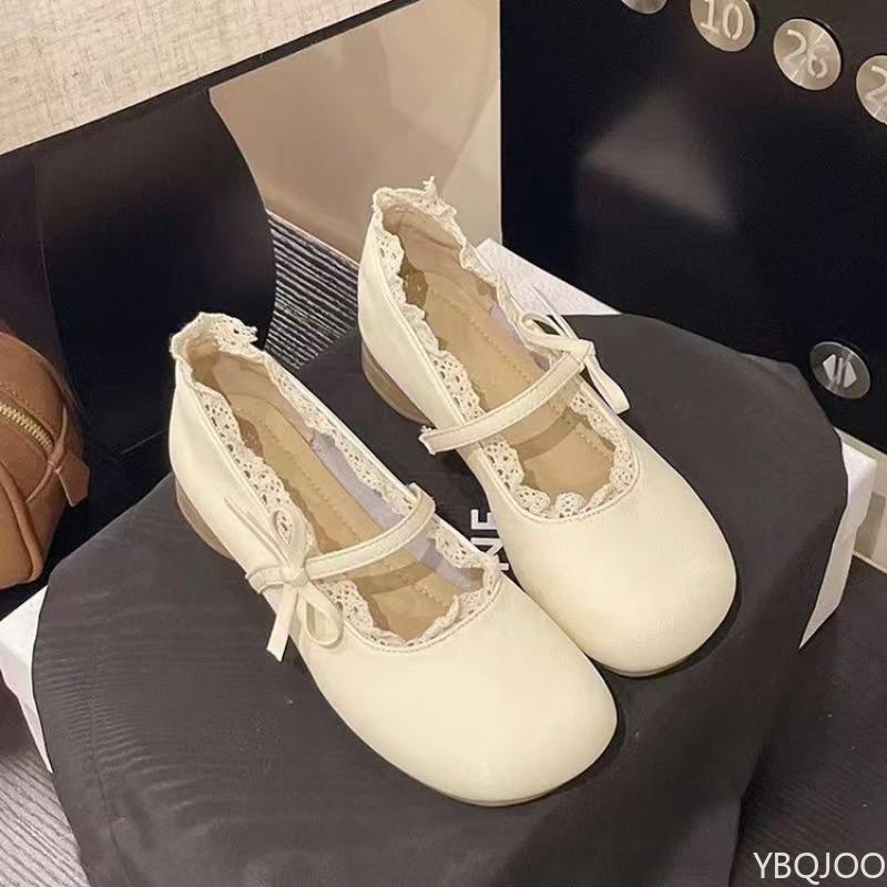 Women's Spring Summer New Retro Gentle Temperament Paired with Skirt Thick Heel Shallow Mouth Comfortable Single Shoes