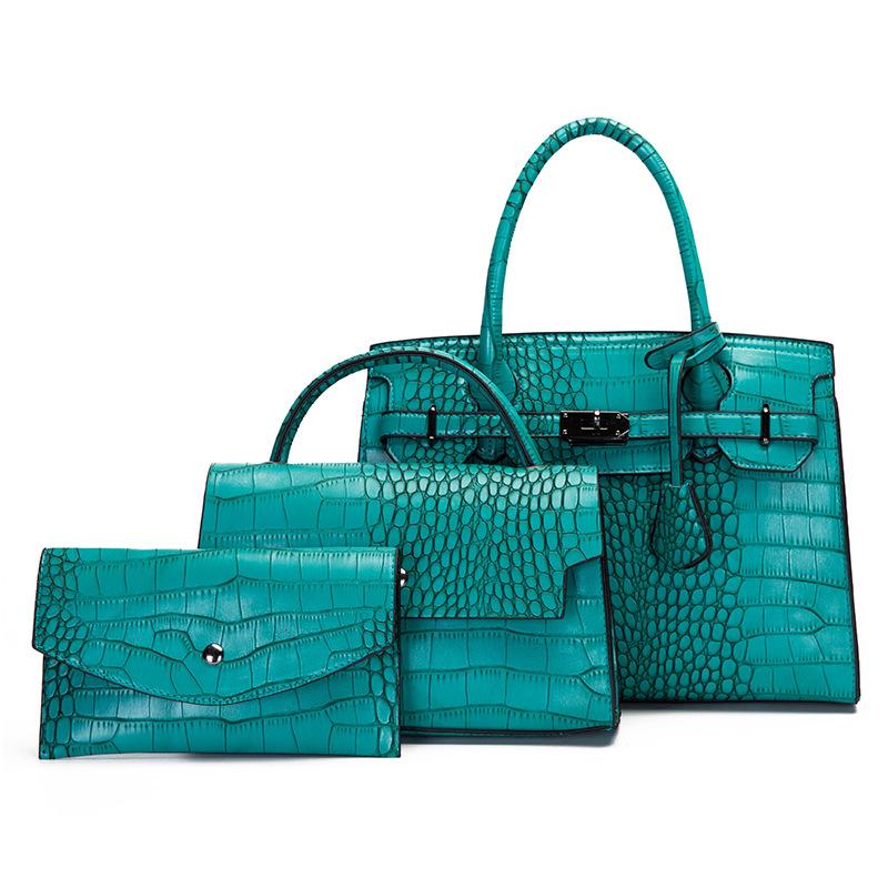 Women's Bag New Single Shoulder Crossbody Handbag Handle Mother Bag Three Piece Set Crocodile Pattern Women's Bag Large Capacity