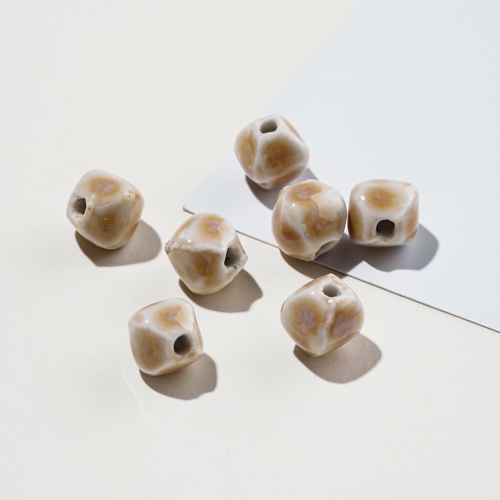 10pcs/Lots Irregular Ceramic Beads Colored Spacer Loose Beads for DIY Necklace Bracelet Keychain Jewelry Making Findings