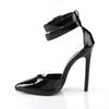 12Cm neue patent leder spitz dünne ferse high heels flach mund doppel schnalle mit modell laufsteg kleid schuhe