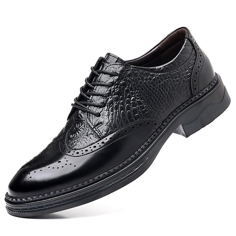 2025 Lace-up British Flower Block Work Business Casual Dress Men's Foot Leather Shoes