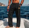 Spring Summer Men Solid Color Linen Multi-pocket Straight Casual Pants Plus Large Size Breathable Comfortable Drawstring Loose Trousers