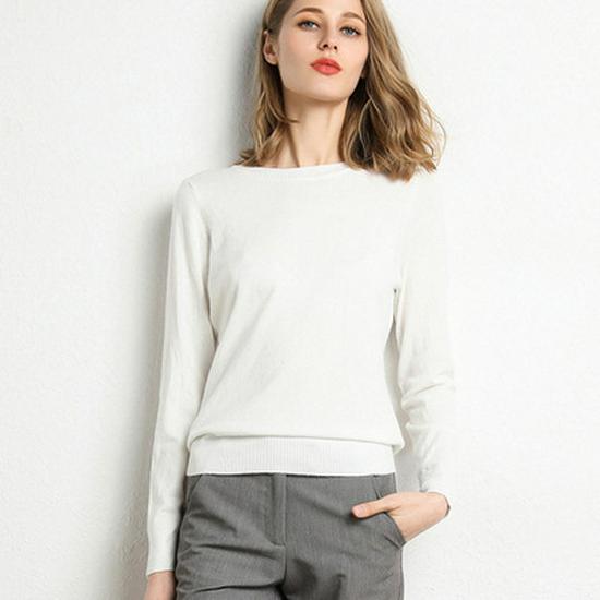 New Autumn Winter Women's Plus Size Round Neck Long Sleeve Knitwear Base Layer
