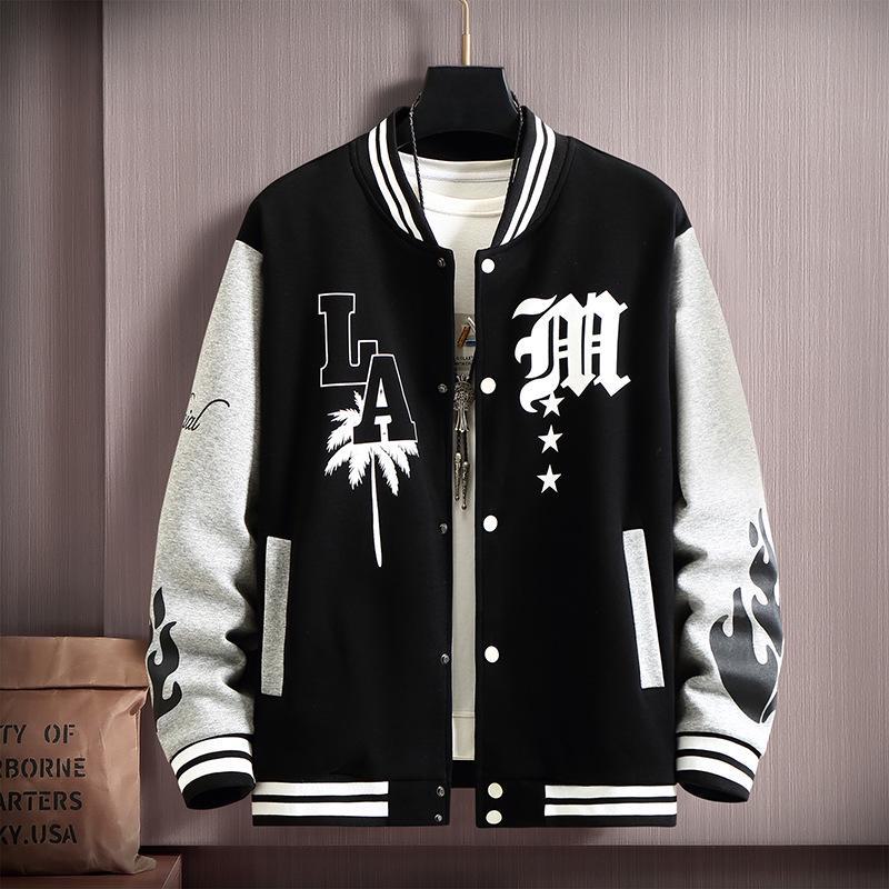 Übergröße Herren Baseballjacke - Frühling/Herbst Locker geschnittene Trendige Freizeitjacke für kräftigere Figuren