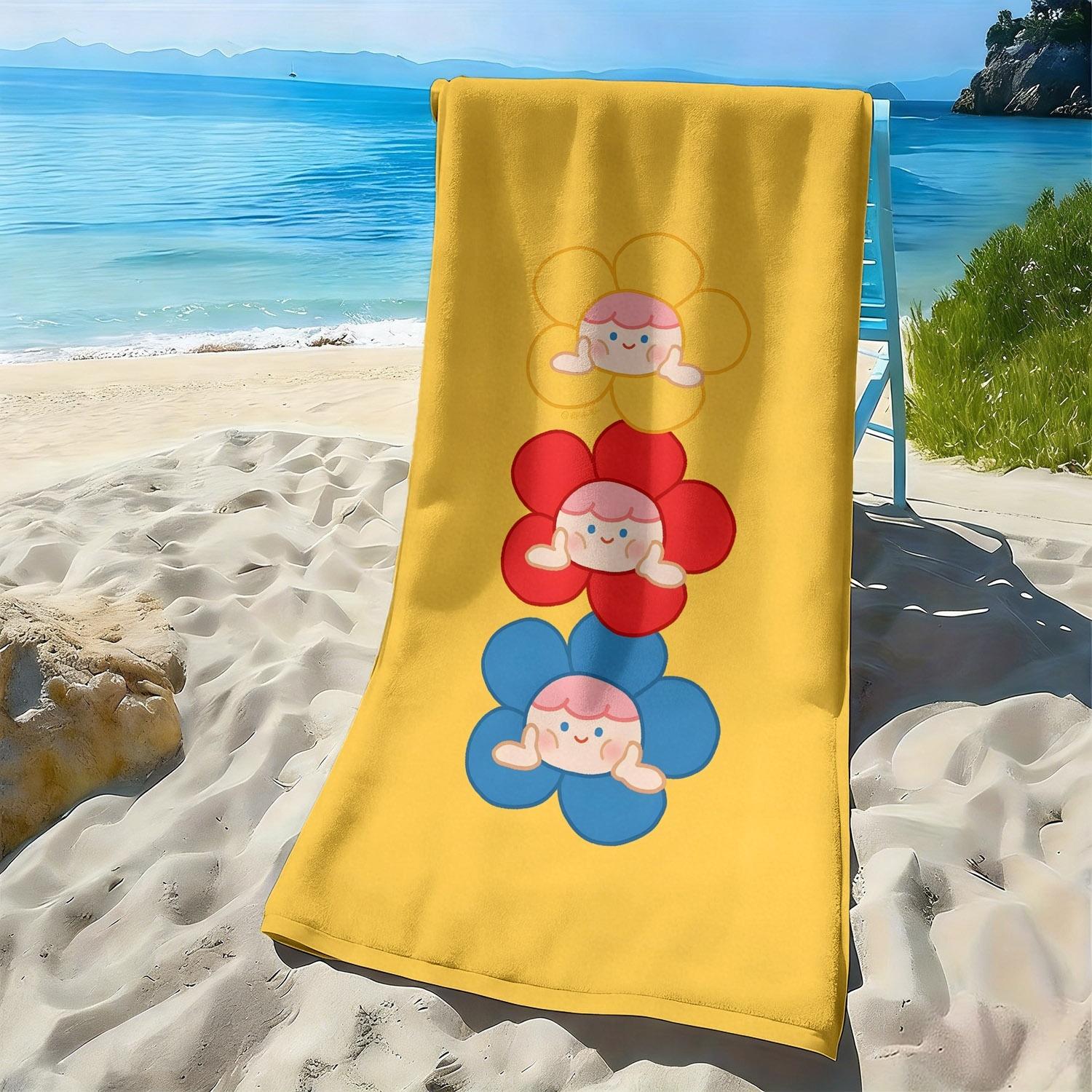 

Cartoon flower baby-style pattern polyester microfiber beach towel is highly absorbent, suitable for swimming and beach outings W30*H60(CM)