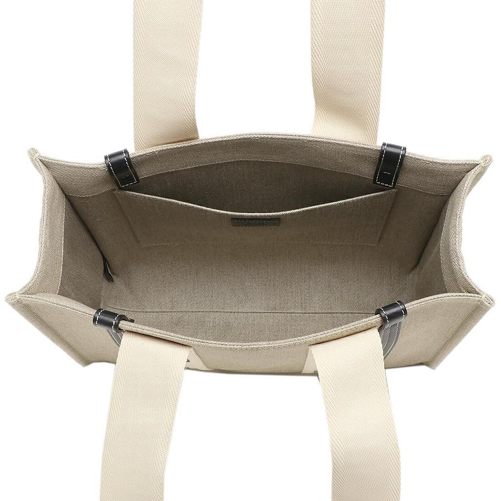 Chloe Woody Medium Tote Beige and CHC22AS383I26 A4 Size Compatible Bag, Navy, Women's, 91J, [Used]