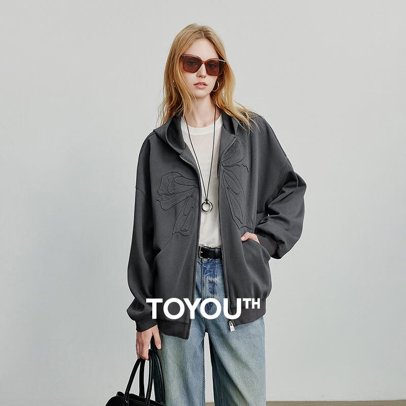 

Женский кардиган на молнии с капюшоном и бантом Chuyu L