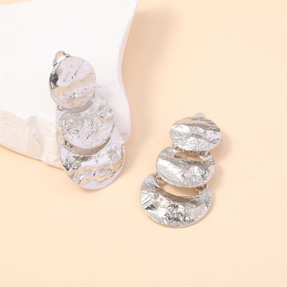 Personalized Ear Clips, Irregular Geometric Multi-Layer Laminated Alloy Earrings, Pierless Ear Clips