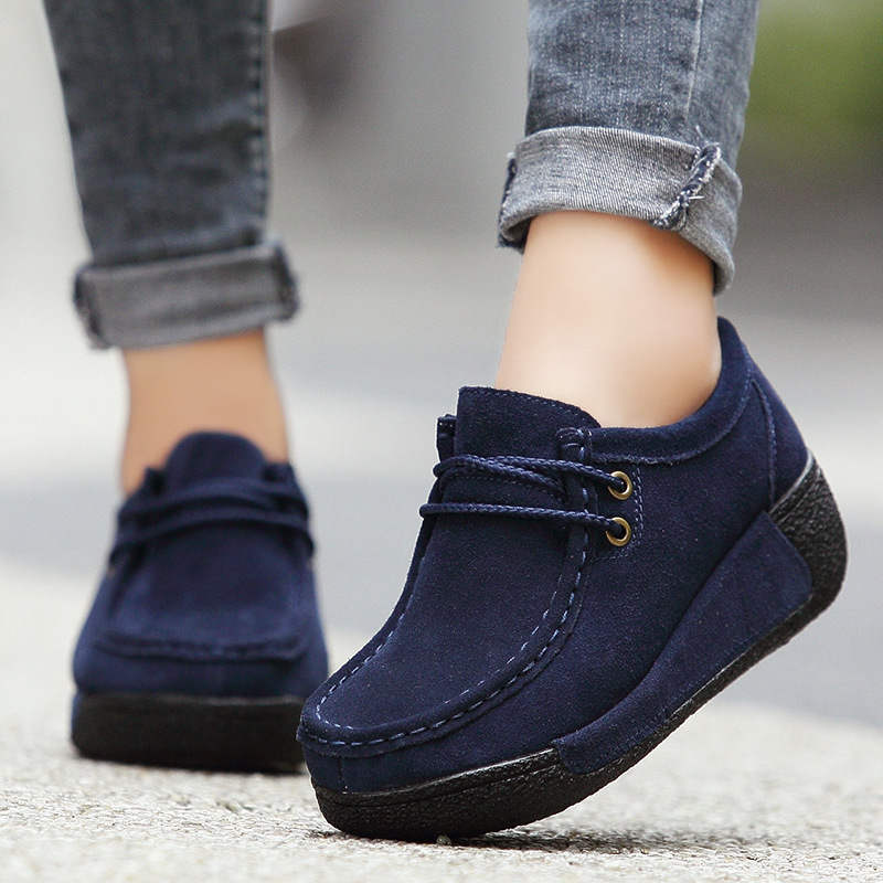 Autumn Thick Bottom Platform Sneakers Women Shoes Suede Leather Casual Shoes Women Tassels Zapatos Mujer Loafer 3351/3352