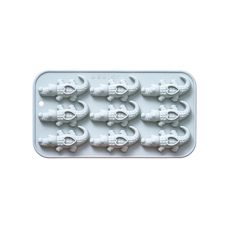 

Reusable Silicone Crocodiles Shaped Mold With 9 Designs Baking Tray For Jellies Soap Crafts And Dessert синий