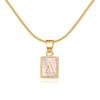 Fashion 26 Initial Letters Pendant Necklace For Women Gold Color A-Z Alphabet Square Shell Snake Chain Choker Birthday Jewelry