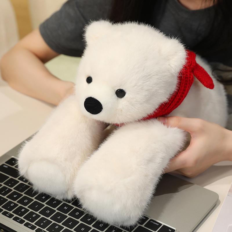 Kawaii Polar Bear Plush Toys Stuffed Soft Lying Polar Bear Pillow Toys Cute For Girls Boys Best Birthday Gifts For Women Lovers