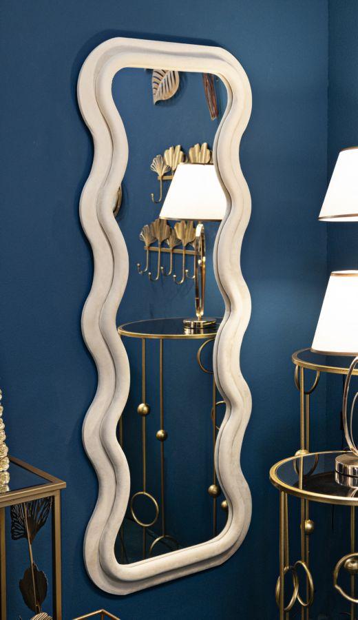 Wandspiegel Emily Creme Samt Cm 60X6X160