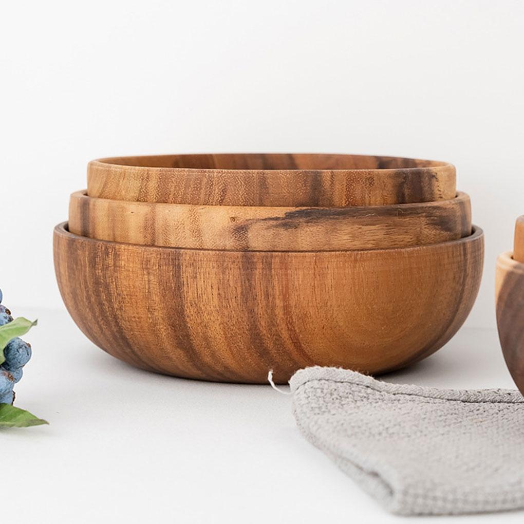 Round Salad Bowl - Wide Range Of Uses - Durable And Reliable Wooden Bowls Bowl Bowls Round Bowl