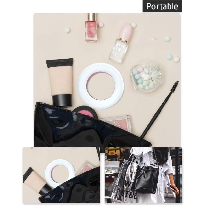 XINBAOHONG Selfie Ring Light Rechargeable Portable Clip-on Selfie Fill Light with 40 LED for Smart Phone Photography, Camera Video, Girl