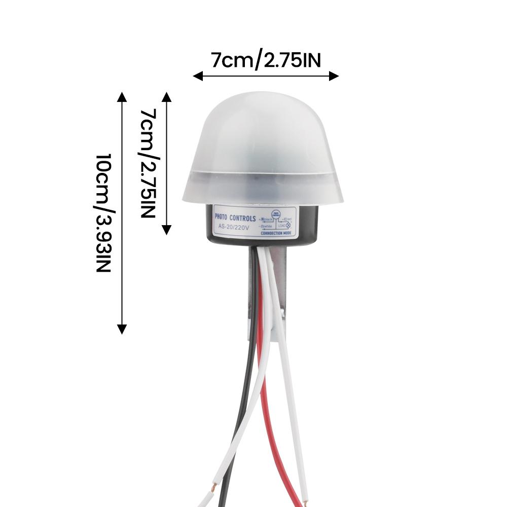 AS-20 Automatic On Off Photocell Street Light Switch AC/DC 12V 10A Photo Control Photoswitch Sensor Switch 4 Wire Adjustable