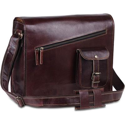 Vintage Brown Genuine Leather Messenger Laptop Briefcase Shoulder Sling Side Bag
