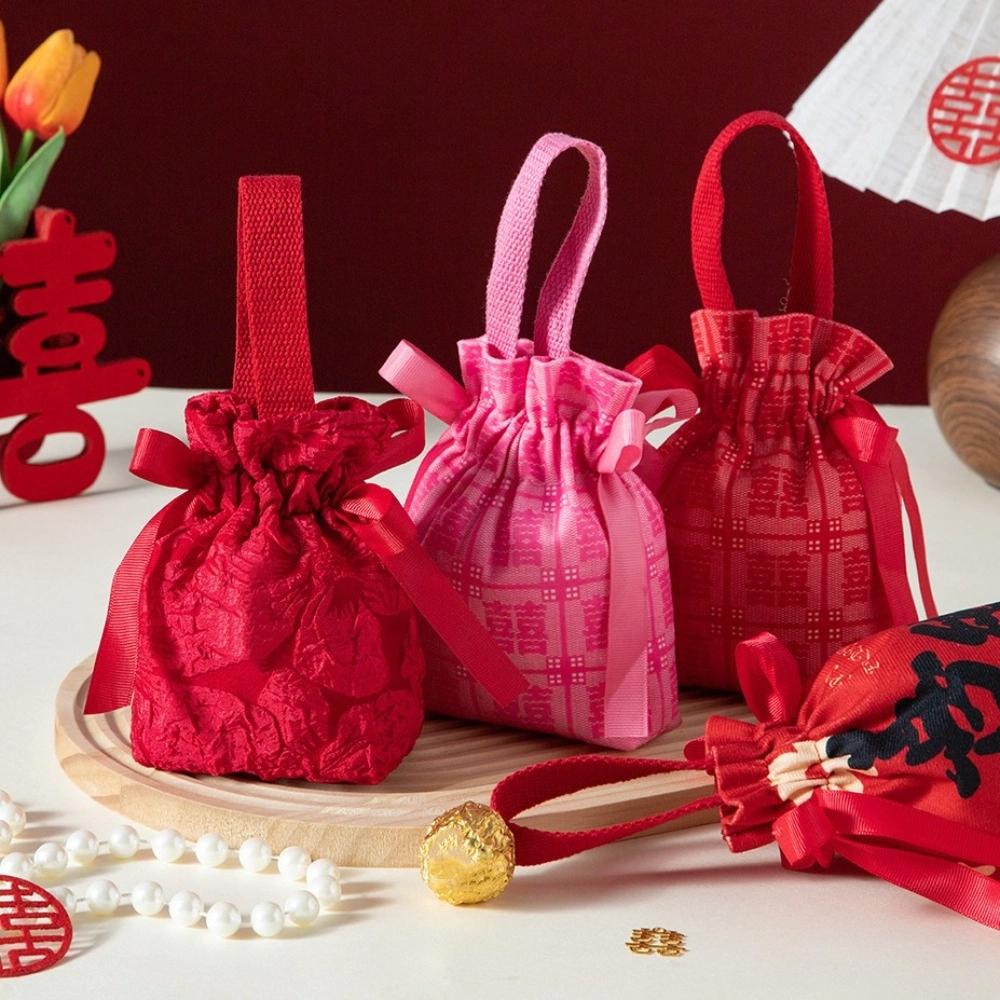 Blessing Words Chinese Wedding Candy Bag Cloth New Year Money Bag  Lady Girls Women